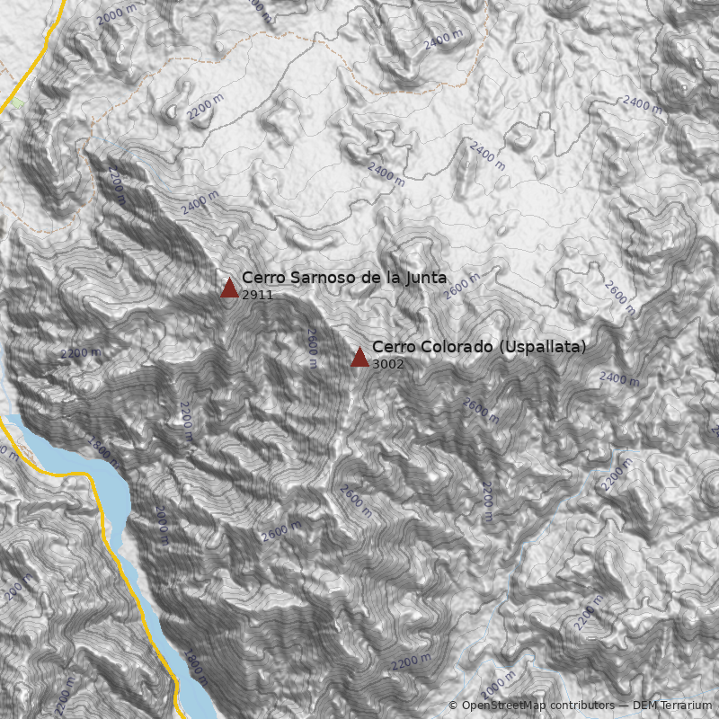Mapa Cerro Colorado (Uspallata)