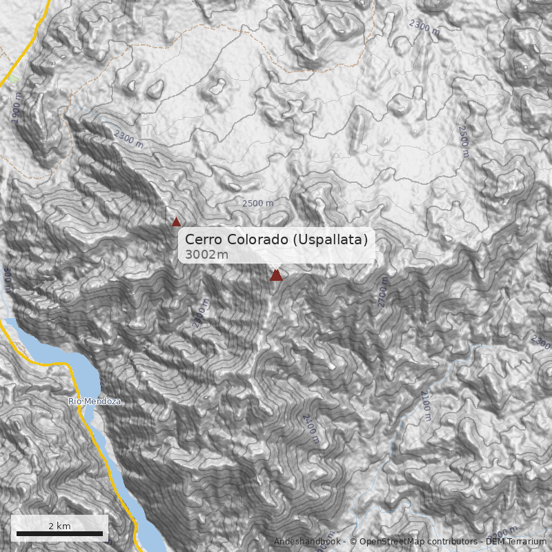 Mapa Cerro Colorado (Uspallata)