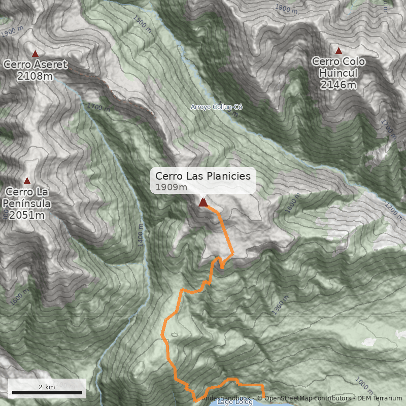 Mapa Cerro Las Planicies
