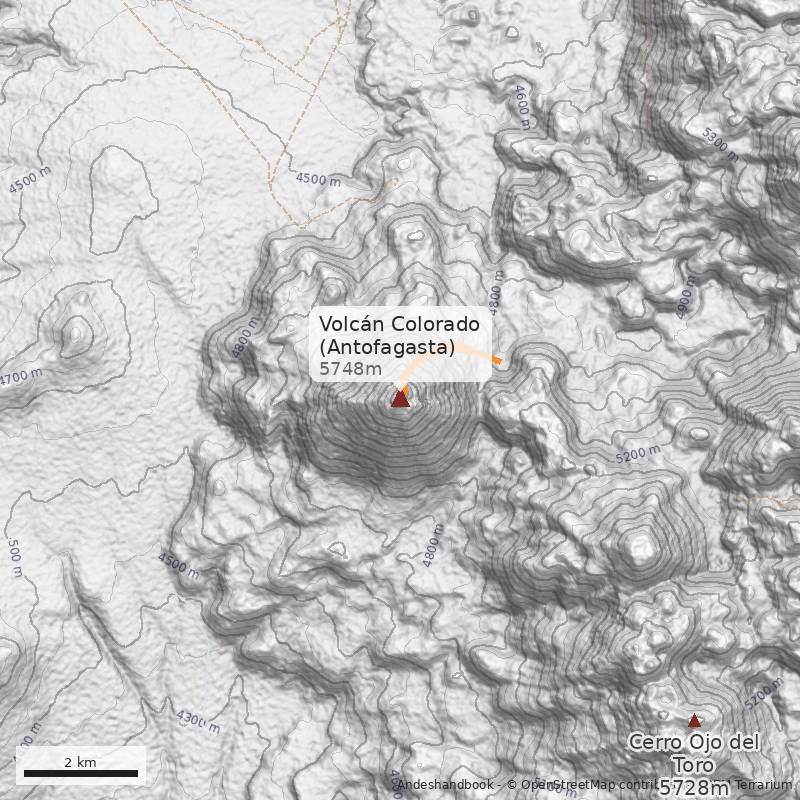 Mapa Volcán Colorado (Antofagasta)