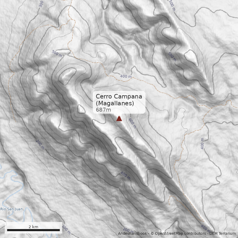 Mapa Cerro Campana (Magallanes)