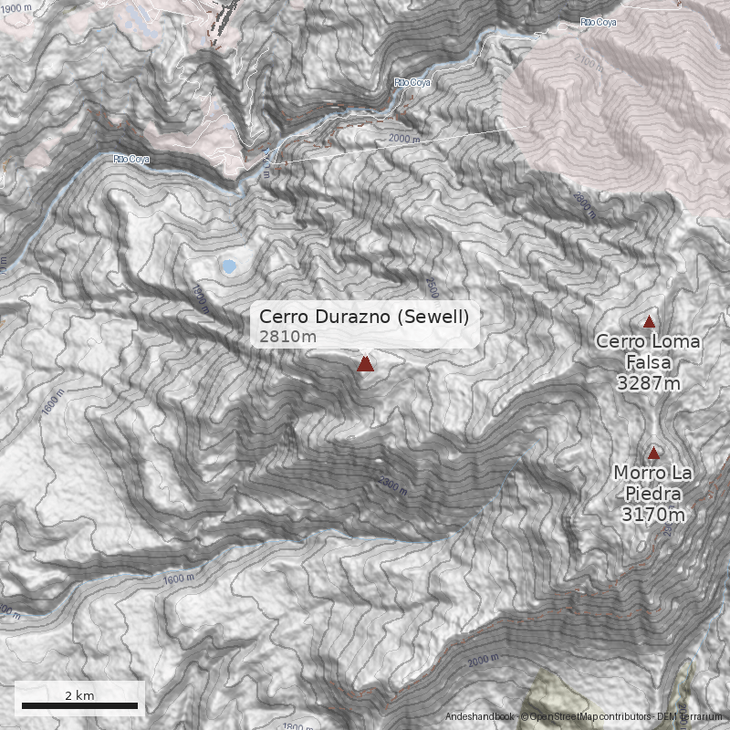 Mapa Cerro Durazno (Sewell)