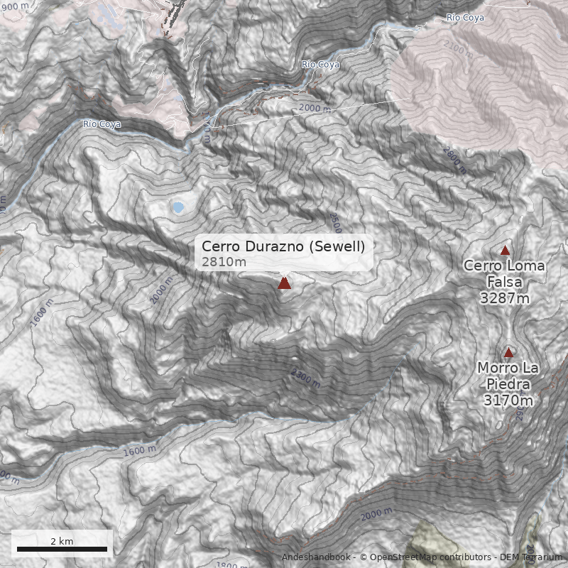 Mapa Cerro Durazno (Sewell)