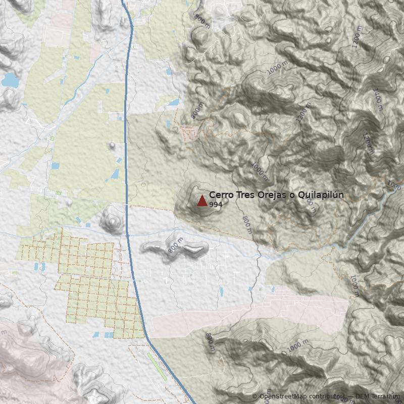 Mapa Cerro Tres Orejas o Quilapilún