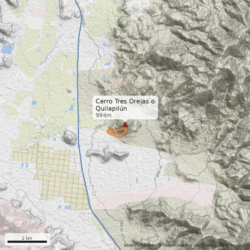 Mapa Cerro Tres Orejas o Quilapilún