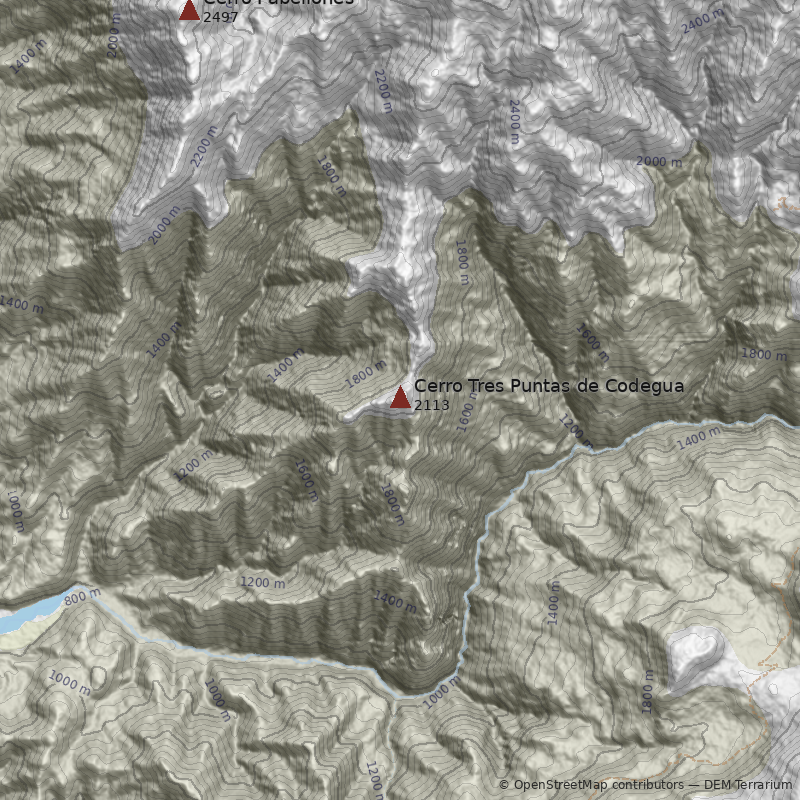 Mapa Cerro Tres Puntas de Codegua