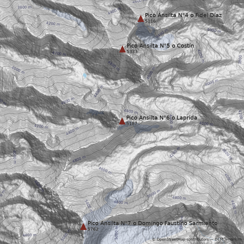 Mapa Pico Ansilta N°6 o Laprida