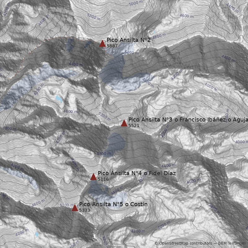Mapa Pico Ansilta N°3 o Francisco Ibáñez o Aguja