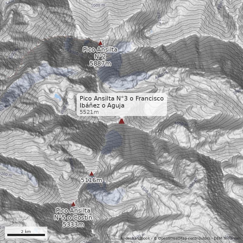 Mapa Pico Ansilta N°3 o Francisco Ibáñez o Aguja