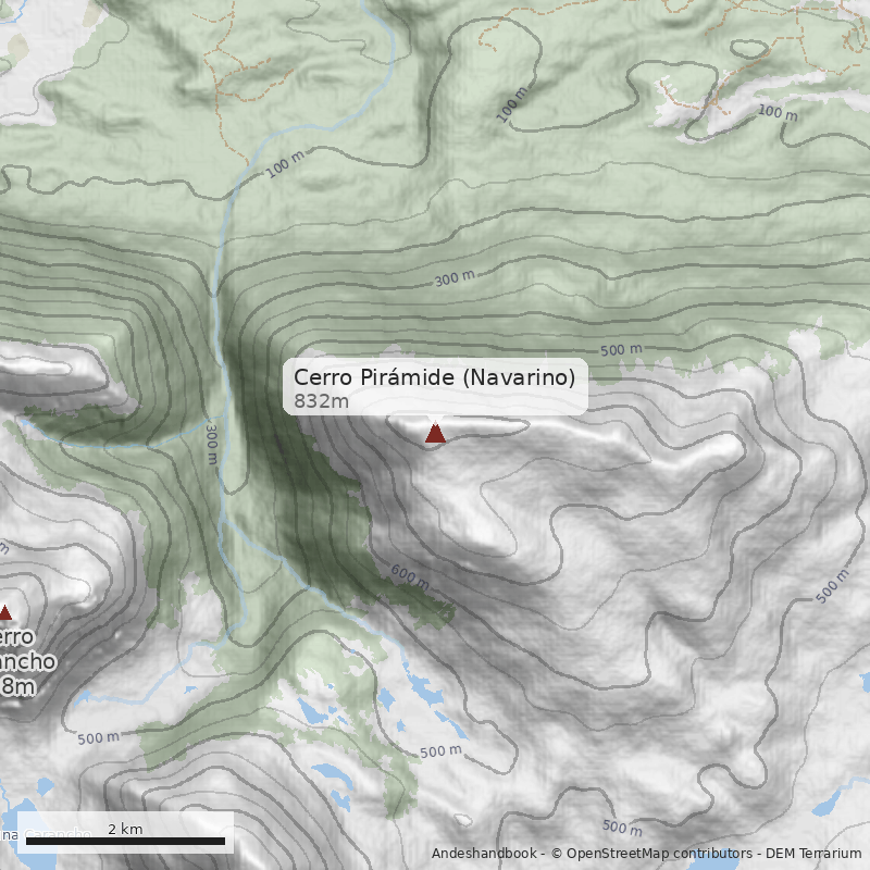 Mapa Cerro Pirámide (Navarino)