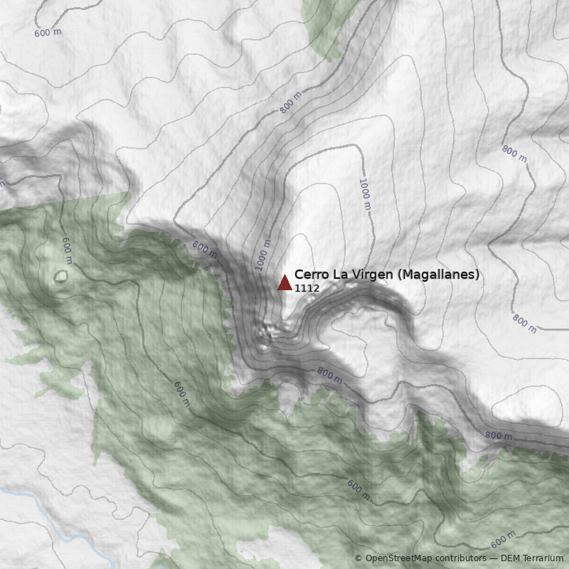 Mapa Cerro La Virgen (Magallanes)