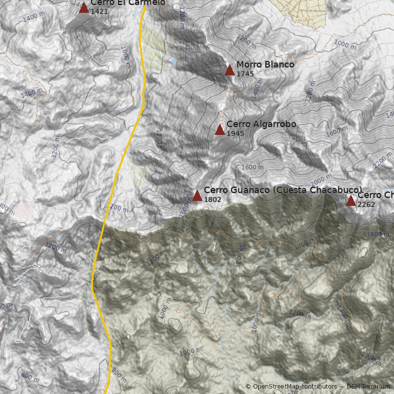 Mapa Cerro Guanaco (Cuesta Chacabuco)