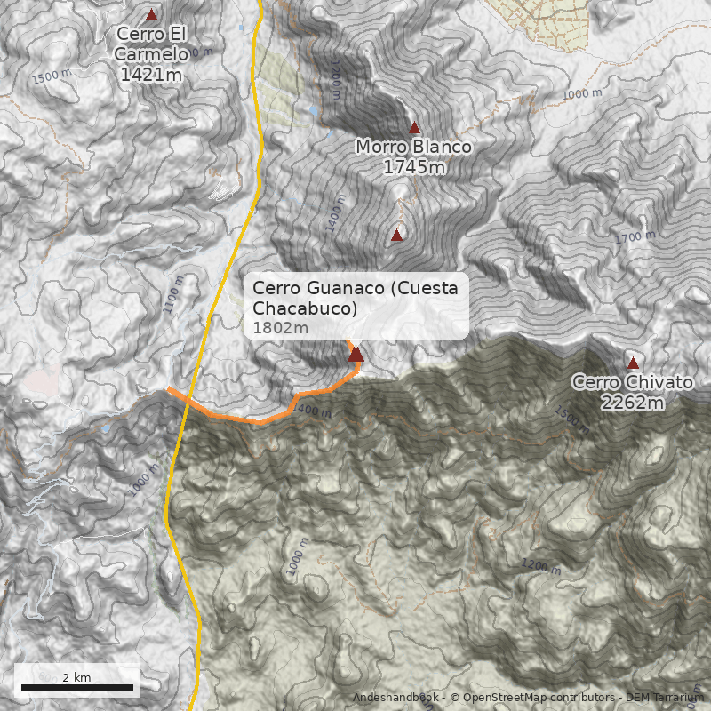 Mapa Cerro Guanaco (Cuesta Chacabuco)