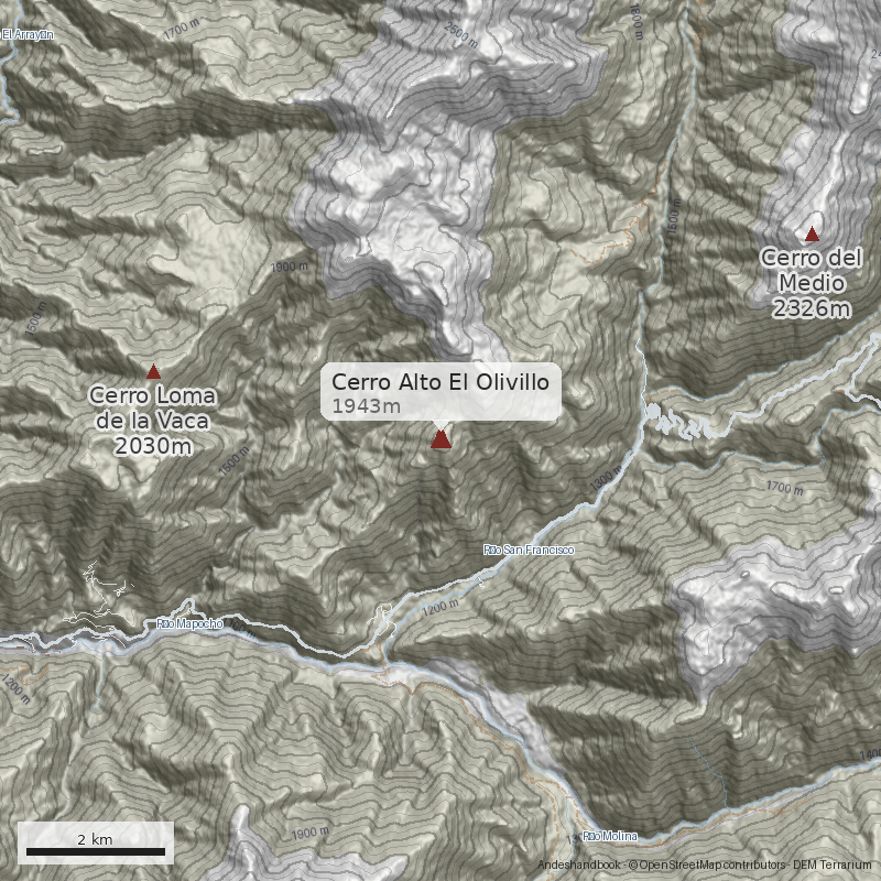 Mapa Cerro Alto El Olivillo