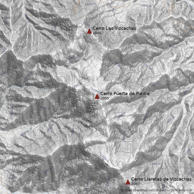 Mapa Filo norte desde cerro Las Vizcachas
