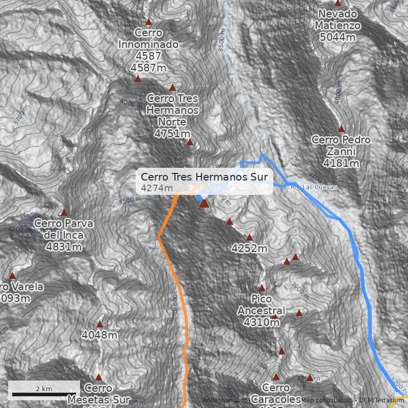 Mapa Cerro Tres Hermanos Sur