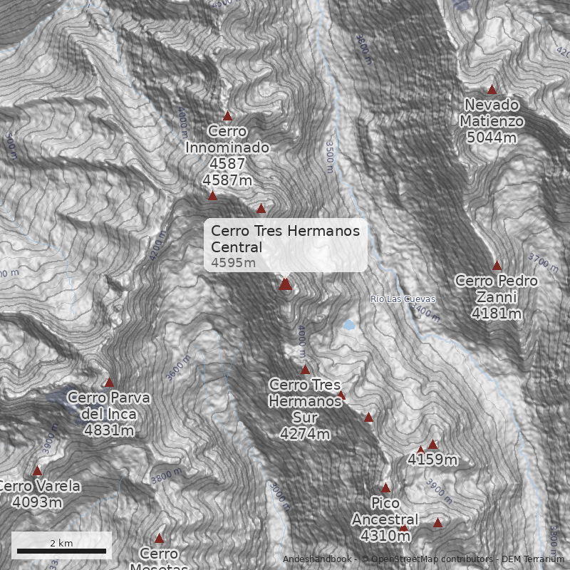 Mapa Cerro Tres Hermanos Central