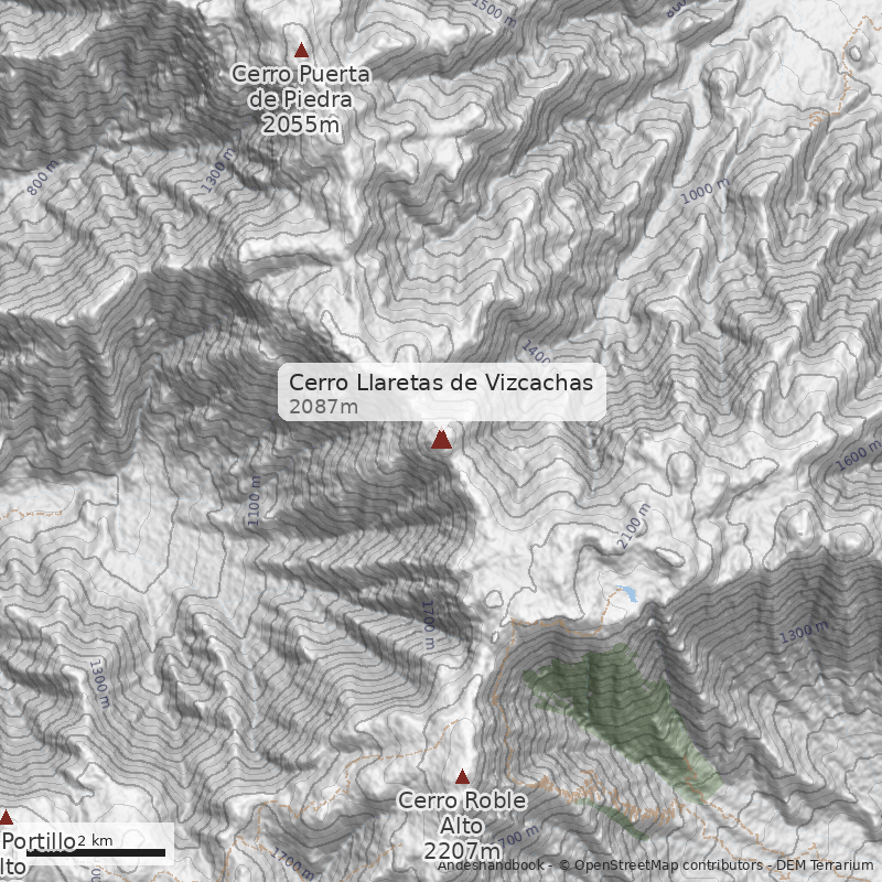 Mapa Cerro Llaretas de Vizcachas 