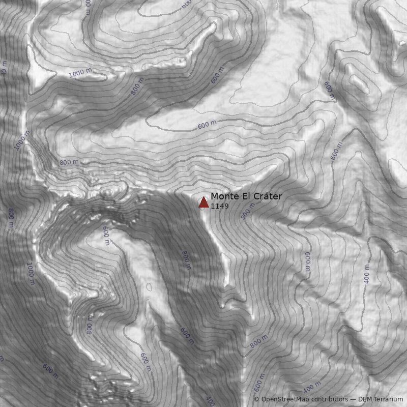 Mapa Monte El Cráter
