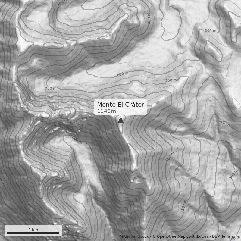 Mapa Monte El Cráter