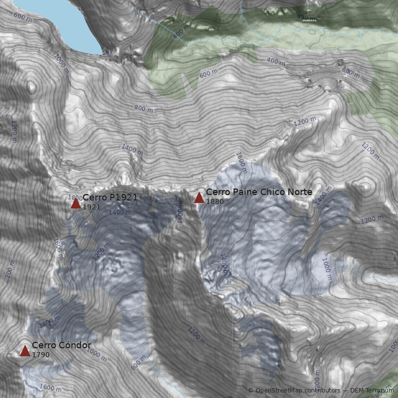 Mapa Cerro Paine Chico Norte