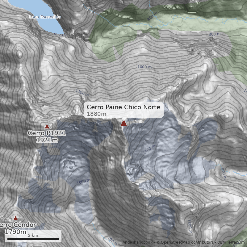 Mapa Cerro Paine Chico Norte