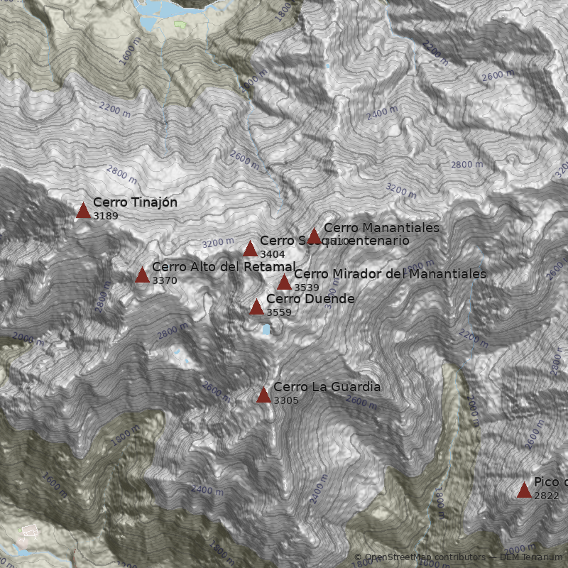 Mapa Cerro Mirador del Manantiales