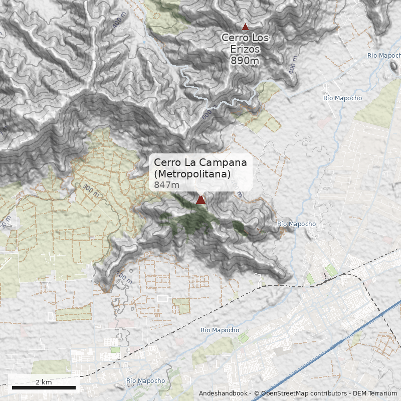 Mapa Cerro La Campana (Metropolitana)