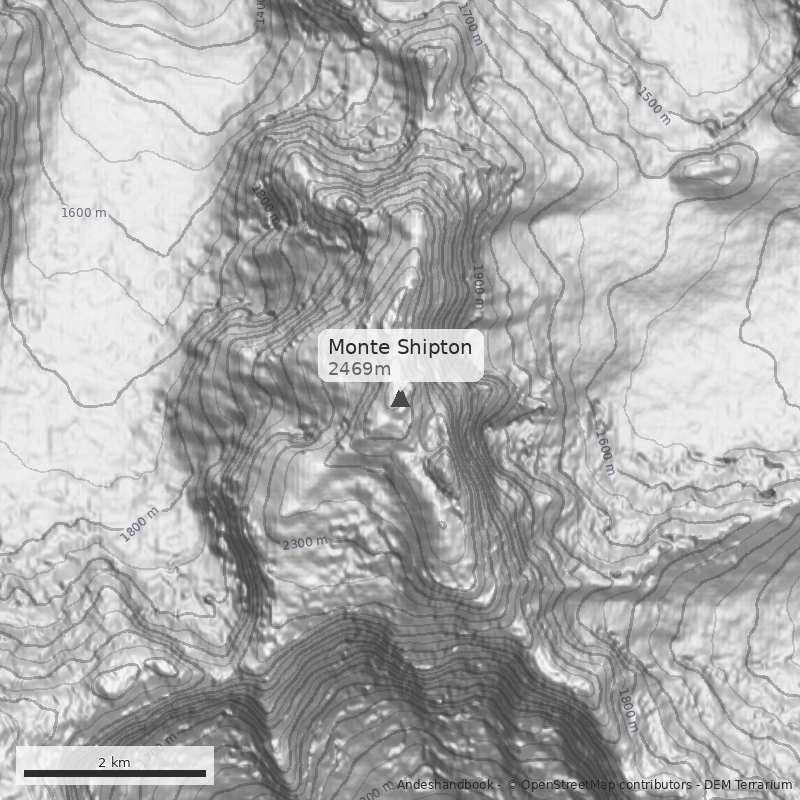 Mapa Monte Shipton
