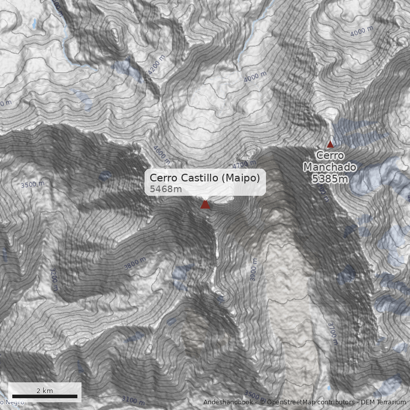 Mapa Cerro Castillo (Maipo)