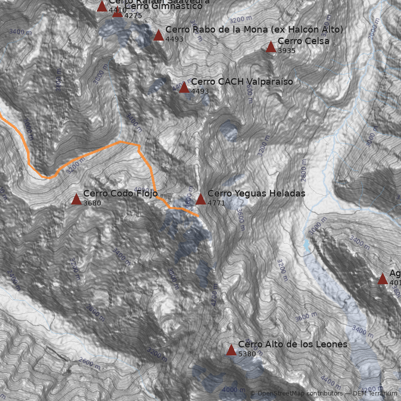 Mapa Cerro Yeguas Heladas