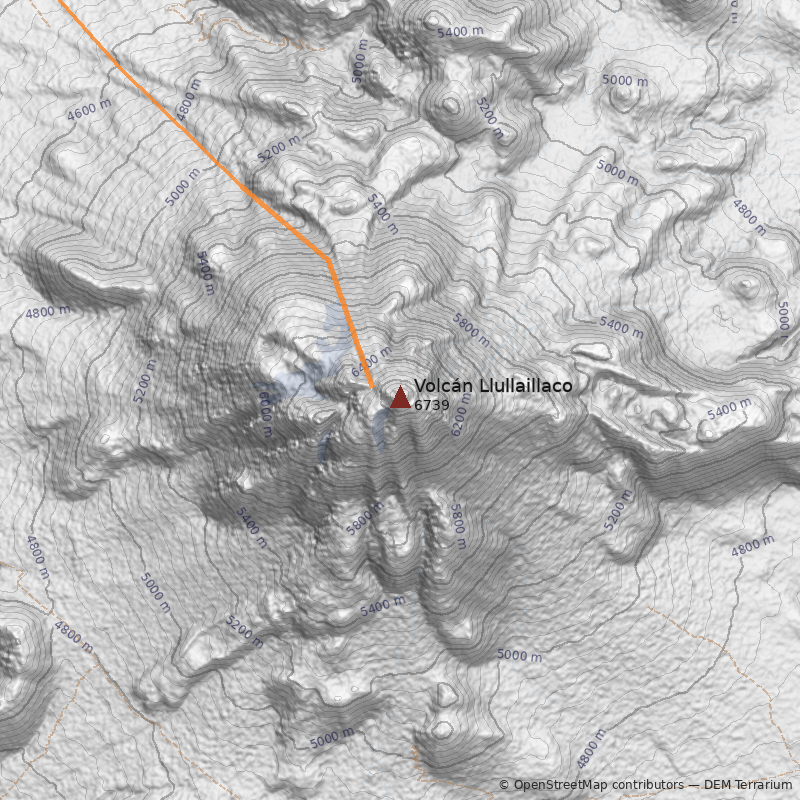 Mapa Volcán Llullaillaco