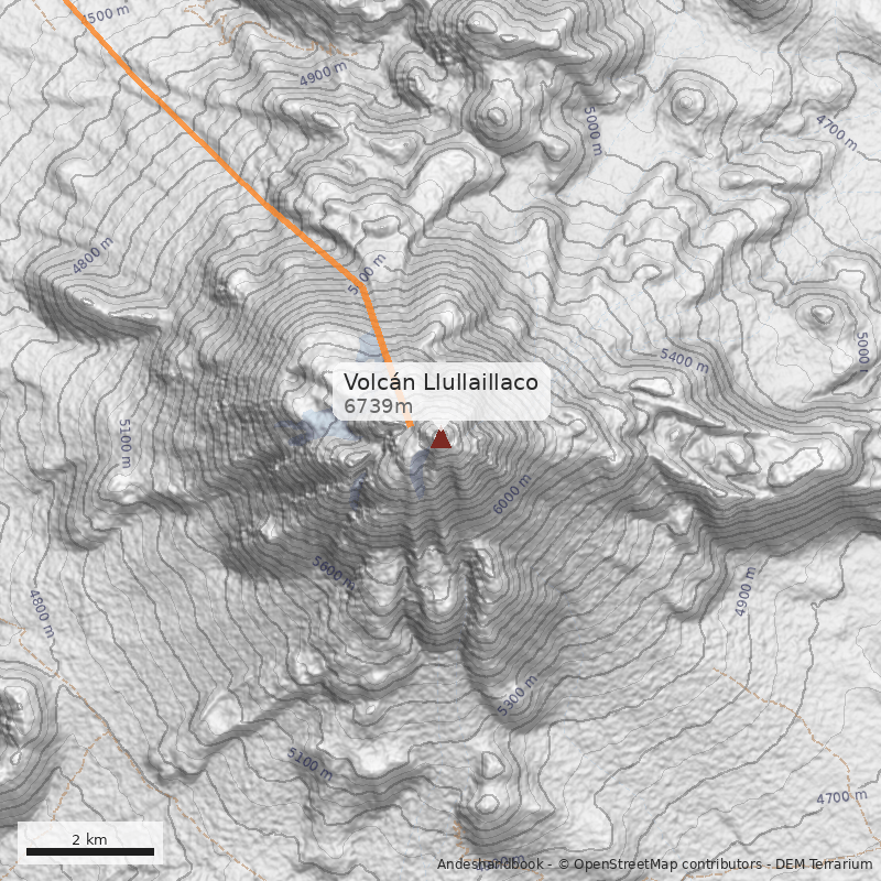 Mapa Volcán Llullaillaco