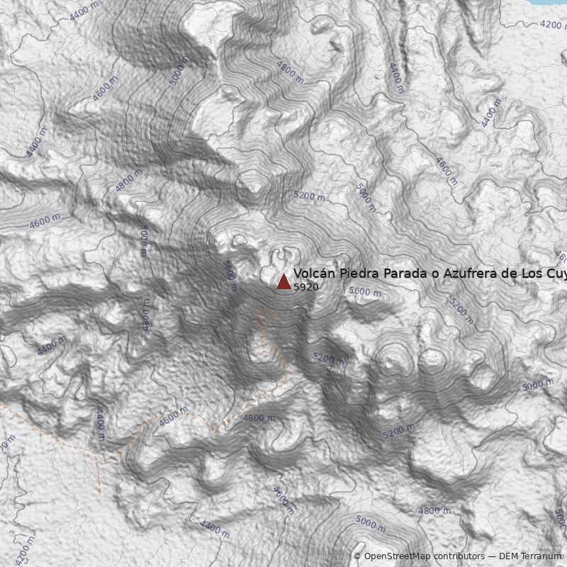 Mapa Volcán Piedra Parada o Azufrera de Los Cuyanos