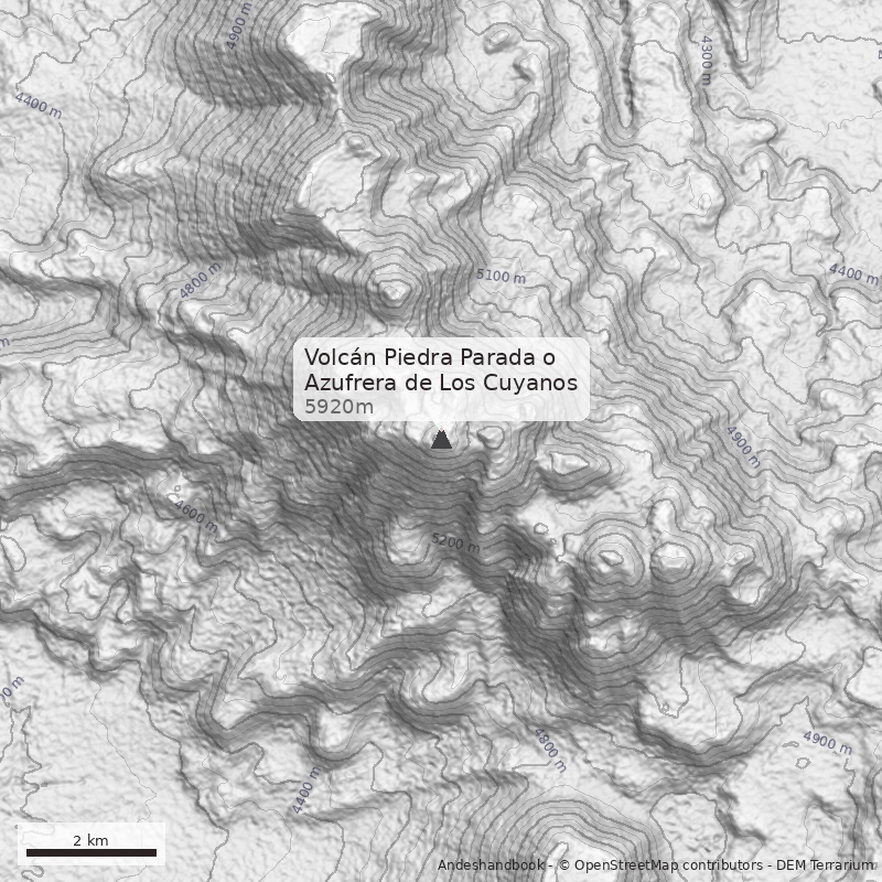Mapa Volcán Piedra Parada o Azufrera de Los Cuyanos