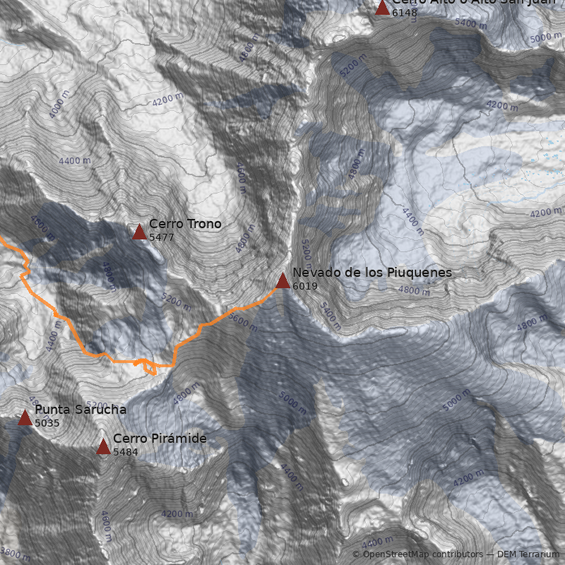 Mapa Nevado de los Piuquenes