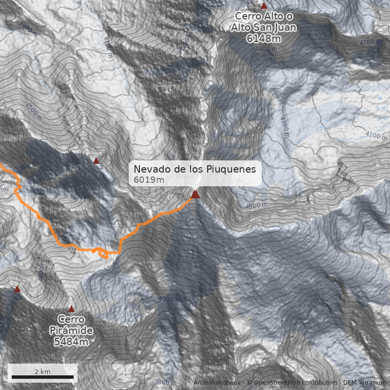 Mapa Nevado de los Piuquenes