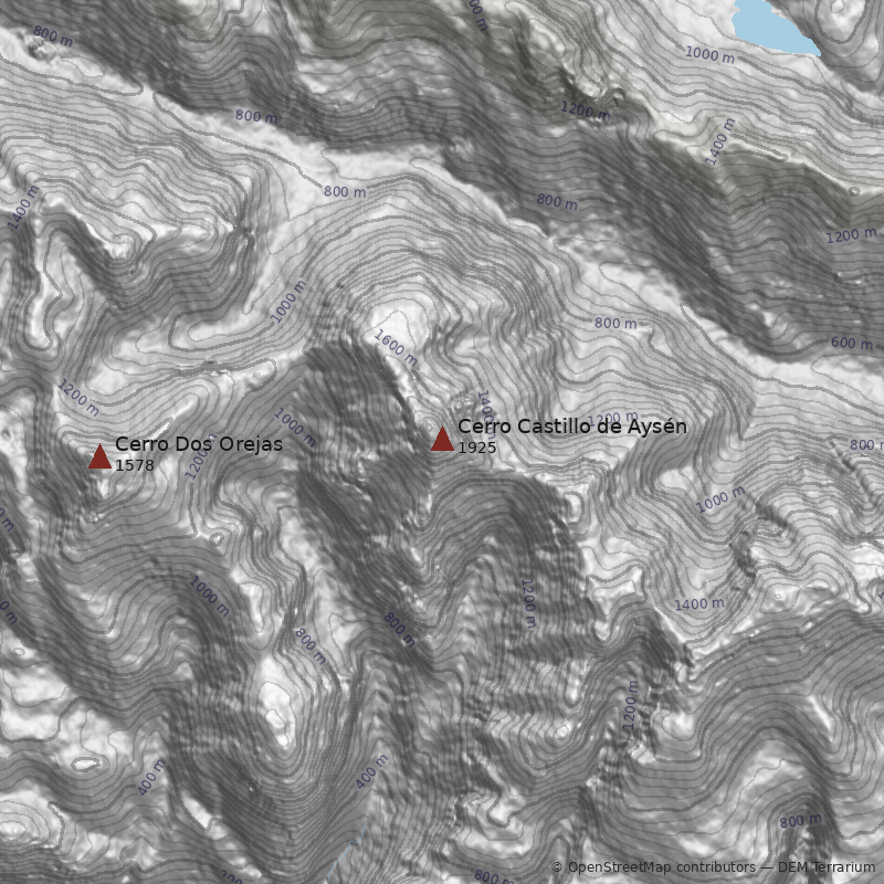 Mapa Cerro Castillo de Aysén