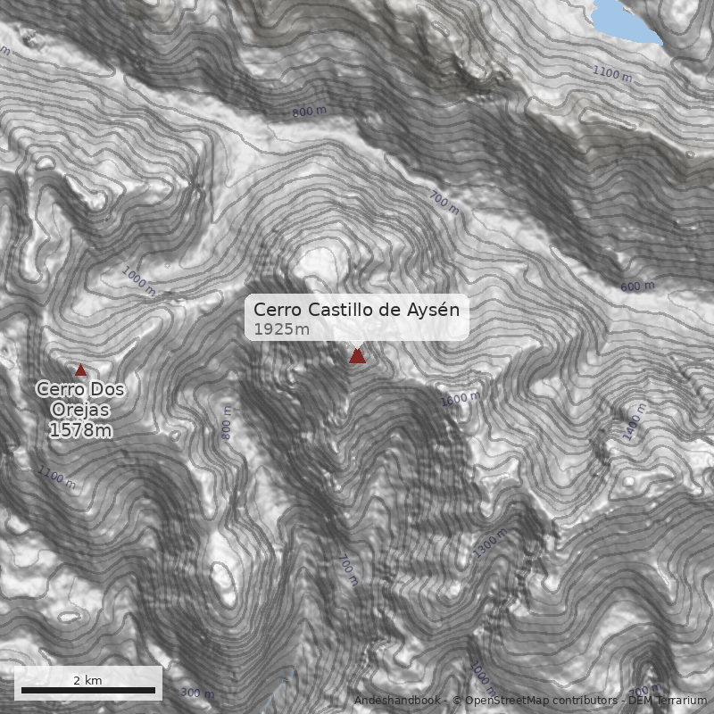 Mapa Cerro Castillo de Aysén