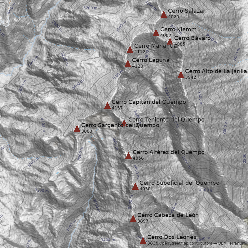 Mapa Cerro Teniente del Quempo