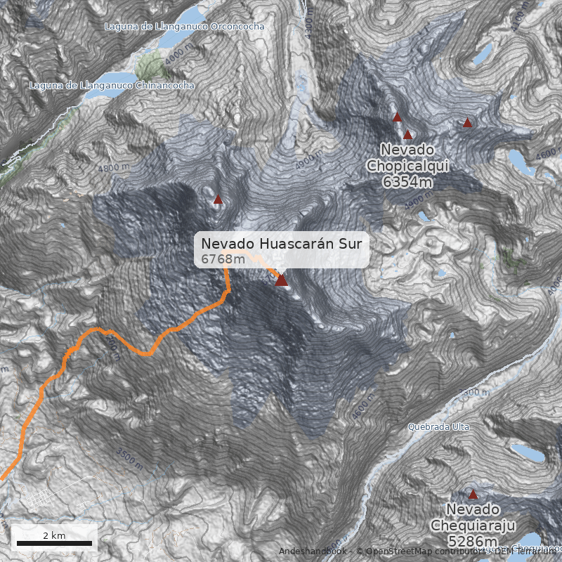 Mapa Nevado Huascarán Sur