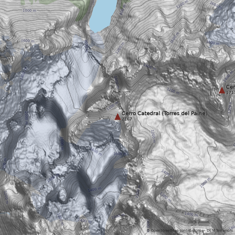 Mapa Cerro Catedral (Torres del Paine)