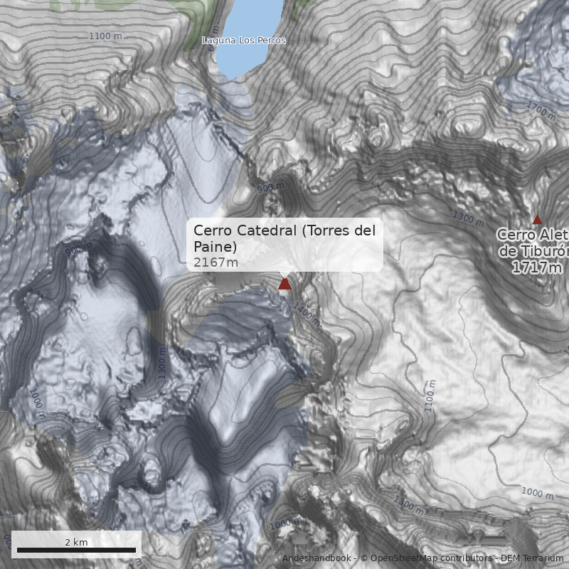 Mapa Cerro Catedral (Torres del Paine)