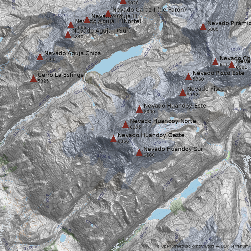 Mapa Nevado Huandoy Norte