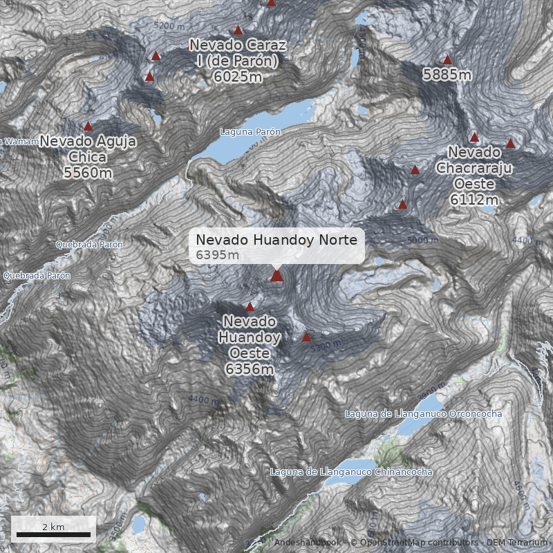 Mapa Nevado Huandoy Norte