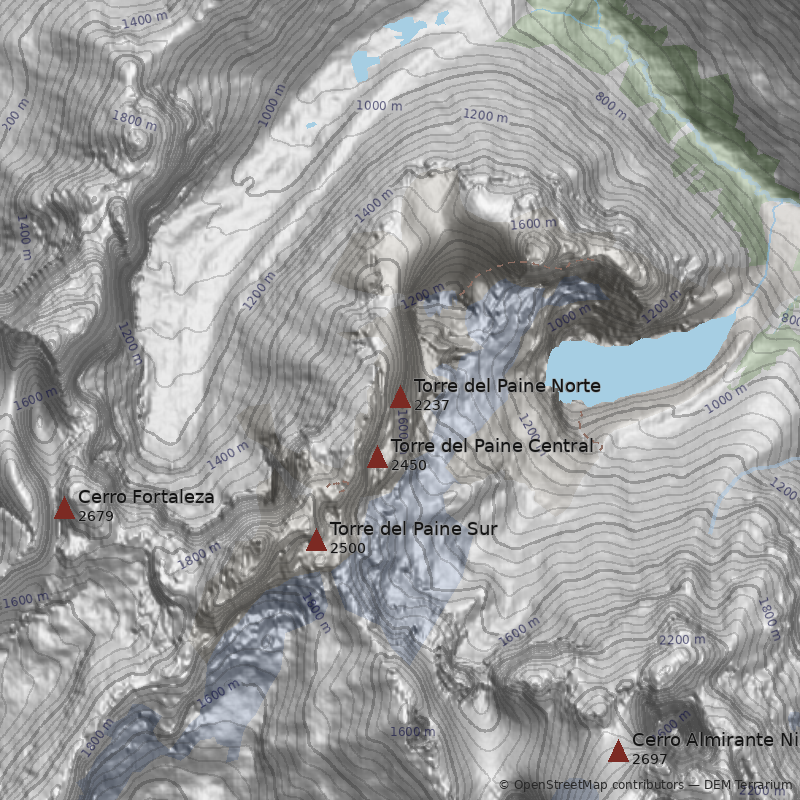 Mapa Torre del Paine Norte