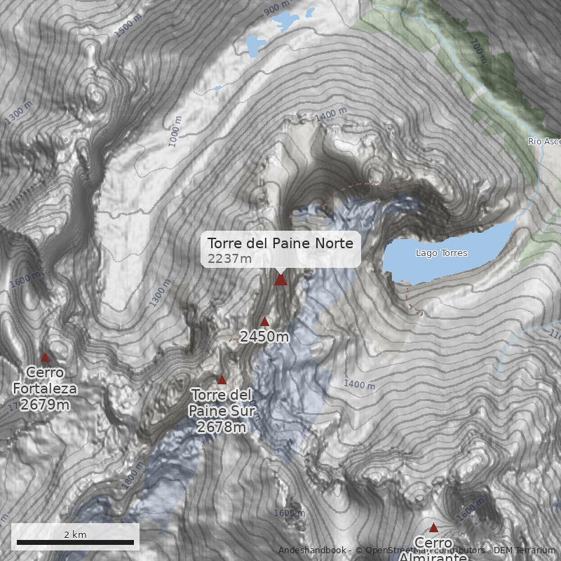 Mapa Torre del Paine Norte
