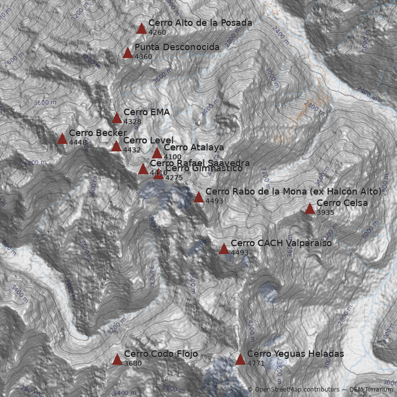 Mapa Cerro Rabo de la Mona (ex Halcón Alto)
