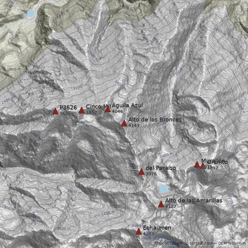 Mapa Cerro Alto de los Bronces