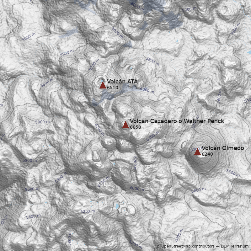 Mapa Volcán Cazadero o Walther Penck